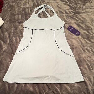 Elegant Light Blue Halter Dress